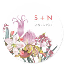 Boda exótico pintado a mano de la flor del color