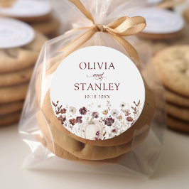 Pegatina Redonda Boda Fall Pumpkin Wildflower