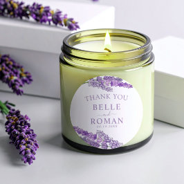 Pegatina Redonda Boda Favor de Acuarela de Lavanda Morada Boho  