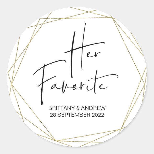 Pegatina Redonda Boda Favor de su Trato Favorito (Anverso)