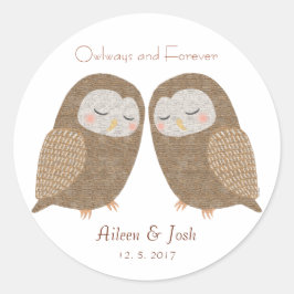 Pegatina Redonda Boda Favor Pegatinas Owl Pareja Pegatinas Humor