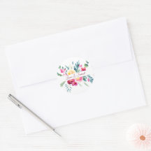 Boda floral acuarela personalizada rosa y fucsia