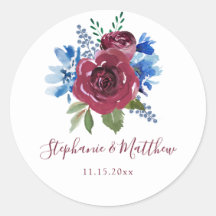 Boda floral azul borgoña