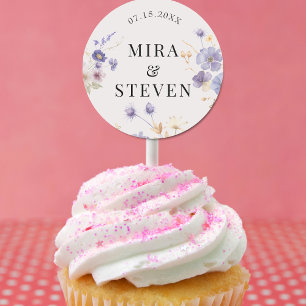 Pegatina Redonda Boda floral bohemio-rustico