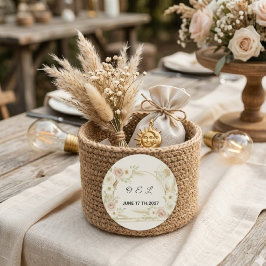 Pegatina Redonda Boda floral boho y preboda