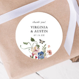 Pegatina Redonda Boda floral colorido
