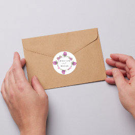 Pegatina Redonda Boda floral de color de la jungla de verano