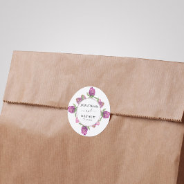 Pegatina Redonda Boda floral de color de la jungla de verano