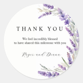 Pegatina Redonda Boda floral de lavanda rústica