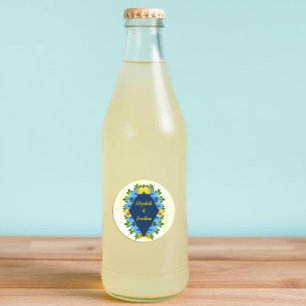 Pegatina Redonda Boda floral de limón soleado