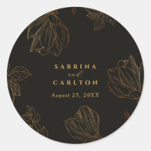 Boda floral de naturaleza botánica dorada moderna