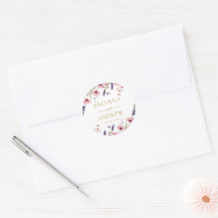 Pegatina Redonda Boda floral específico del cliente