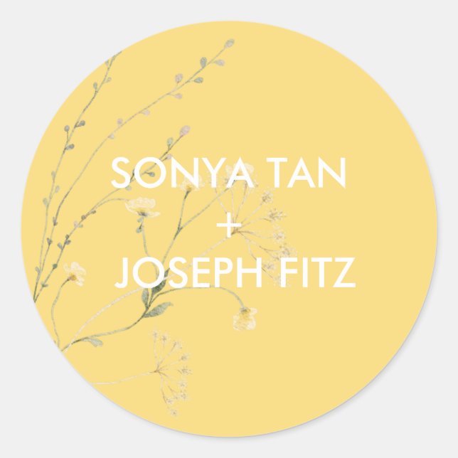 Pegatina Redonda Boda floral Invitat Envelope Square Classic Ro (Anverso)