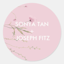 Pegatina Redonda Boda floral Invitat Envelope Square Classic Ro