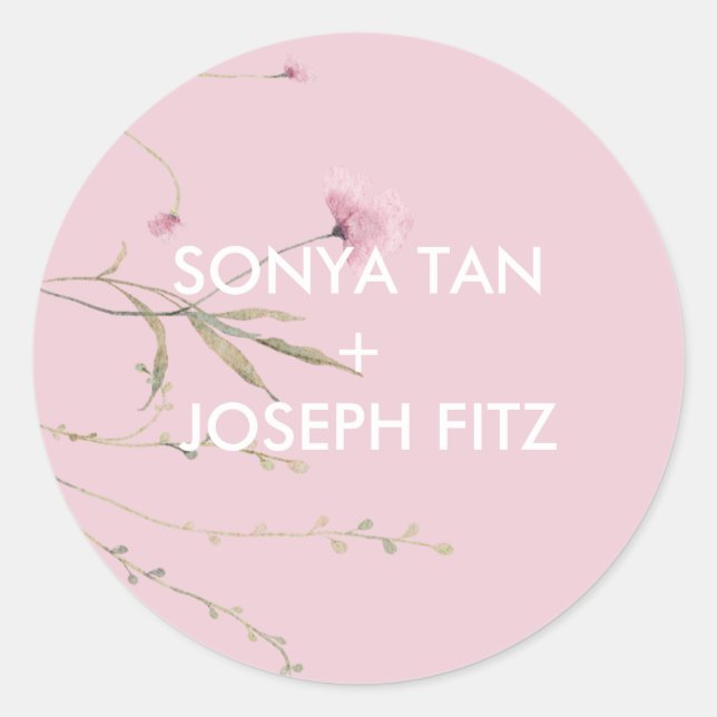 Pegatina Redonda Boda floral Invitat Envelope Square Classic Ro (Anverso)