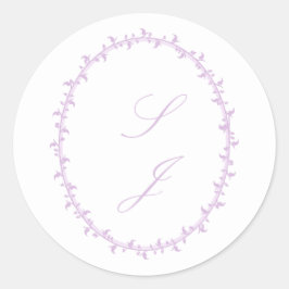 Pegatina Redonda Boda floral lavanda simple