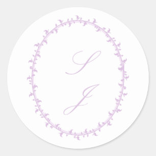 Pegatina Redonda Boda floral lavanda simple