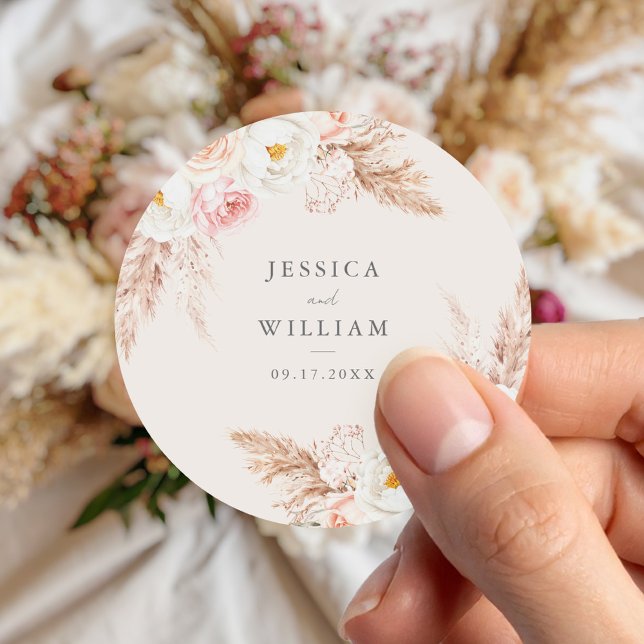 Pegatina Redonda Boda floral minimalista Boho Fall (Subido por el creador)