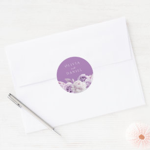Pegatina Redonda Boda floral Purple Lavender