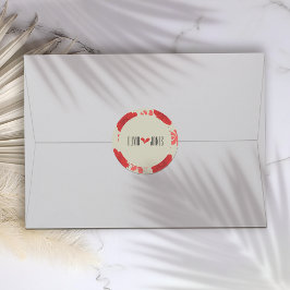 Pegatina Redonda Boda floral roja romántica