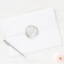 Pegatina Redonda Boda Floral White Rose