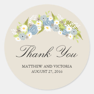 Pegatina Redonda Boda Floral Wreath