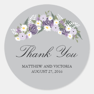 Pegatina Redonda Boda Floral Wreath