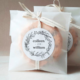 Pegatina Redonda Boda folclórico rustico de flores silvestres