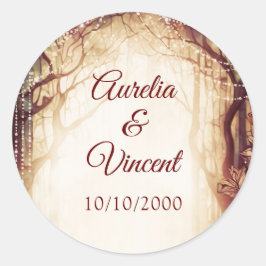 Pegatina Redonda Boda forestal encantado