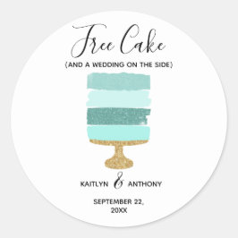 Pegatina Redonda Boda fotográfica moderna y divertida con pasteles 