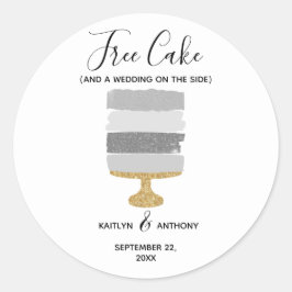 Pegatina Redonda Boda fotográfica moderna y divertida con pasteles 