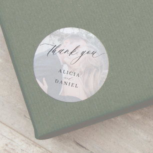 Pegatina Redonda Boda fotográfico moderno gracias a favor