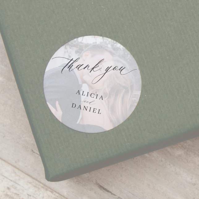 Pegatina Redonda Boda fotográfico moderno gracias a favor (Subido por el creador)