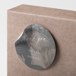 Pegatina Redonda Boda fotográfico moderno gracias a favor