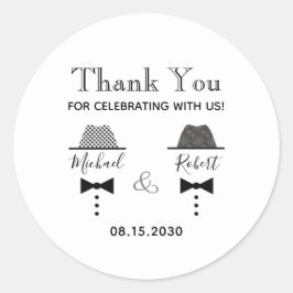 Pegatina Redonda Boda gay Gracias Por Favor