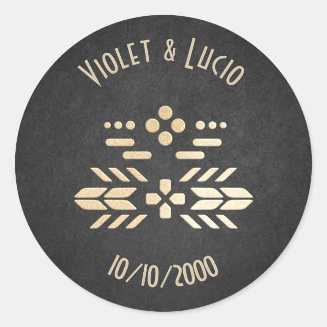 Pegatina Redonda Boda Geek Black de videojuego (Anverso)