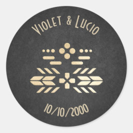 Pegatina Redonda Boda Geek Black de videojuego