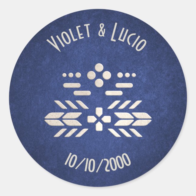 Pegatina Redonda Boda Geek Blue de videojuego (Anverso)