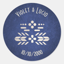 Pegatina Redonda Boda Geek Blue de videojuego