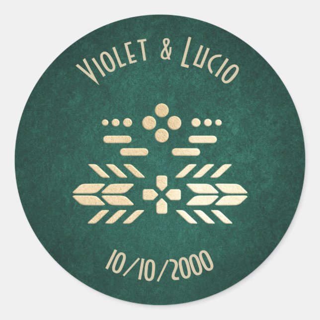 Pegatina Redonda Boda Geek Green del videojuego (Anverso)