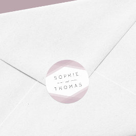 Pegatina Redonda Boda Geométrico De Mauve Layered