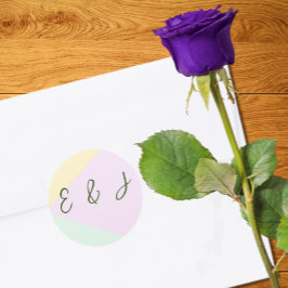 Pegatina Redonda Boda geométrico Pastel silenciado