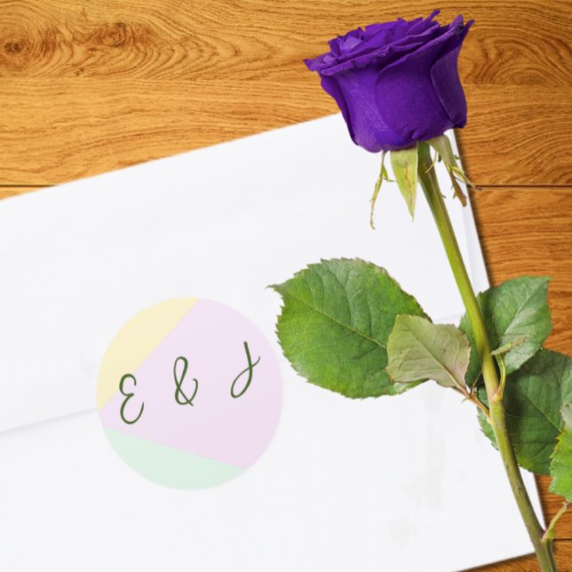 Pegatina Redonda Boda geométrico Pastel silenciado (Subido por el creador)