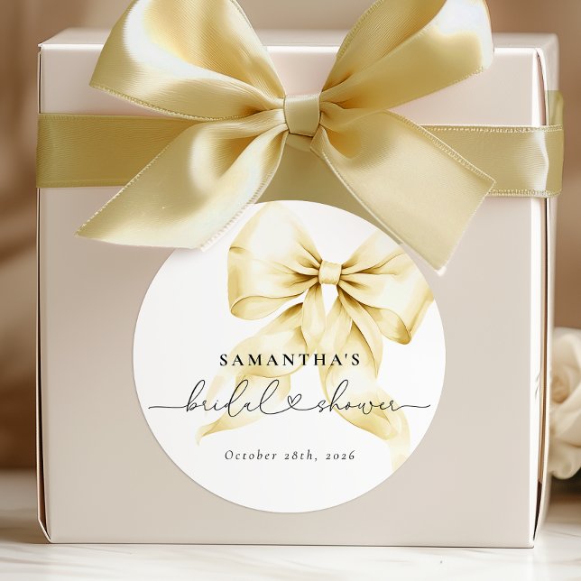 Pegatina Redonda Boda Gold Bow (Subido por el creador)