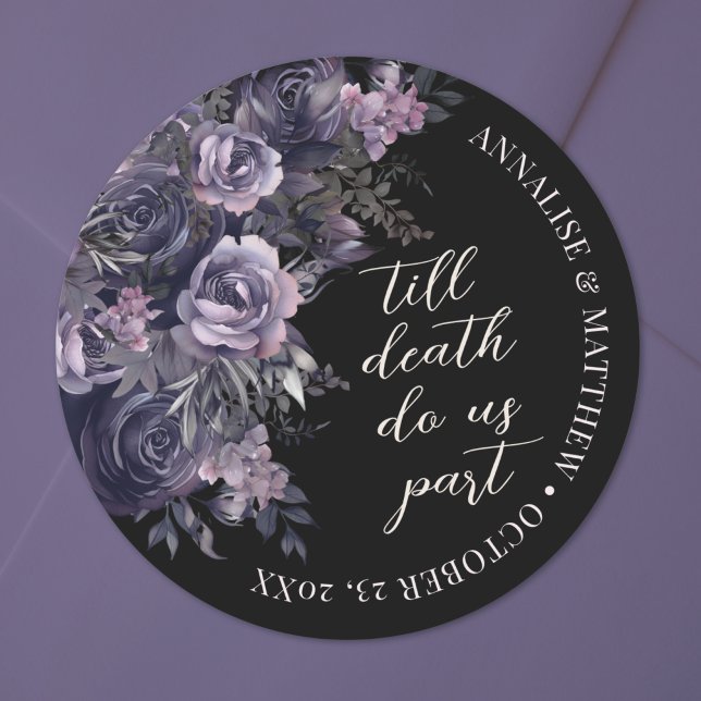 Pegatina Redonda Boda Gótica Elegante (Elegant Gothic Wedding Classic Round Sticker)