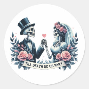 Pegatina Redonda "Boda Gótica 'Hasta que la Muerte nos Separe'"