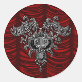 Pegatina Redonda Boda gótico de seda roja