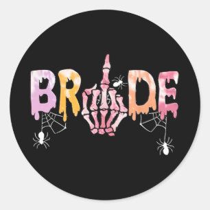 Pegatina Redonda Boda gótico Spooky Halloween Skeleton Bride Jus