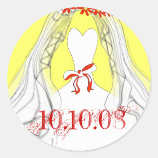 Pegatina Redonda Boda Gown Save the Date