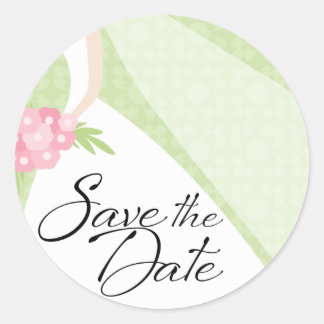Pegatina Redonda Boda Gown Save the Date Seal